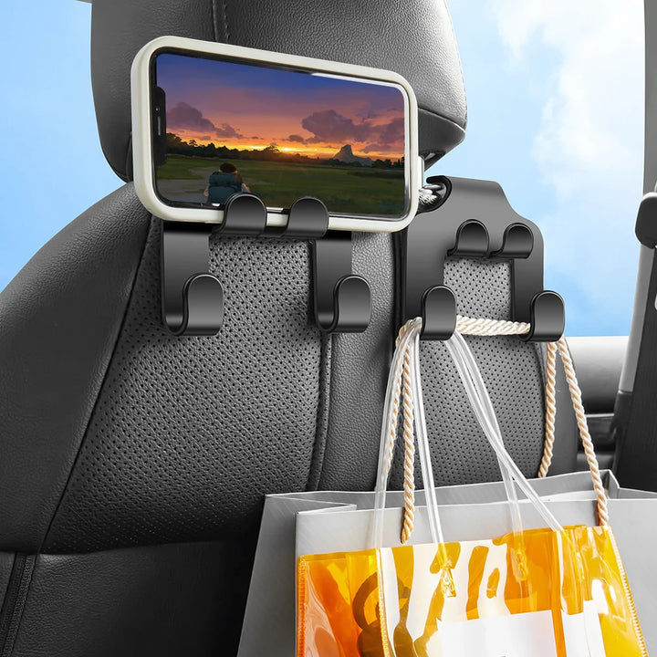 Car organizer hook with cellphone holder