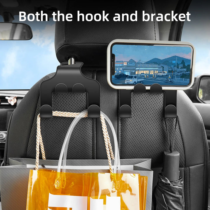 Car organizer hook with cellphone holder